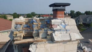 Oakbrook Chimney struck by lightning Before