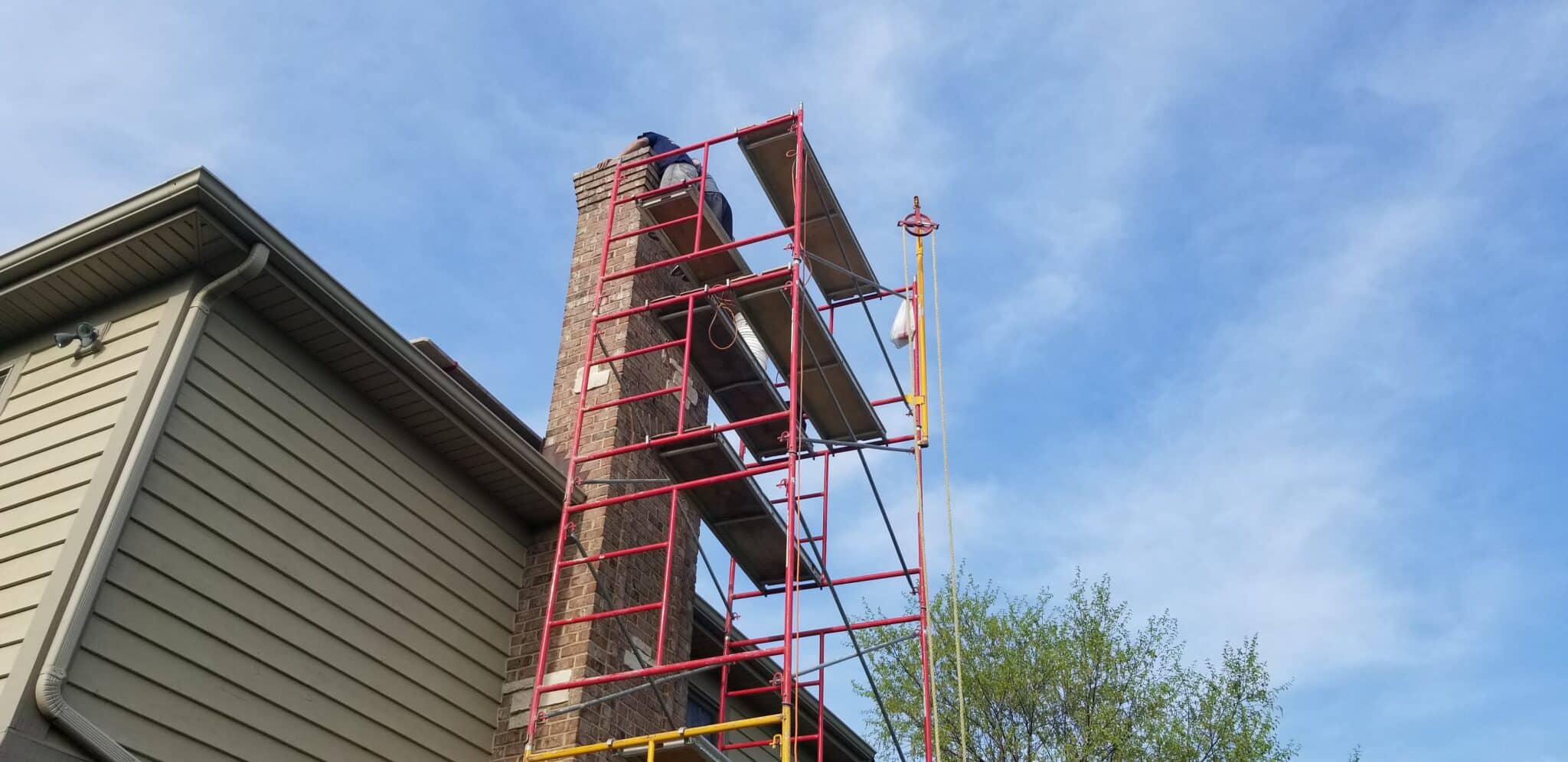 Chimney Rebuild with scaffolding