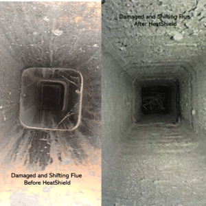 HeatShield Cerfractory Flue Sealant before and after pictures