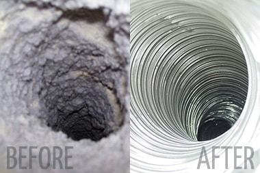 Dryer Vent before and after cleaning